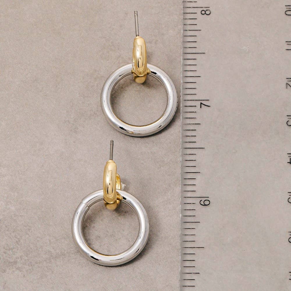 Gold Dipped Two Tone Hoop Earrings