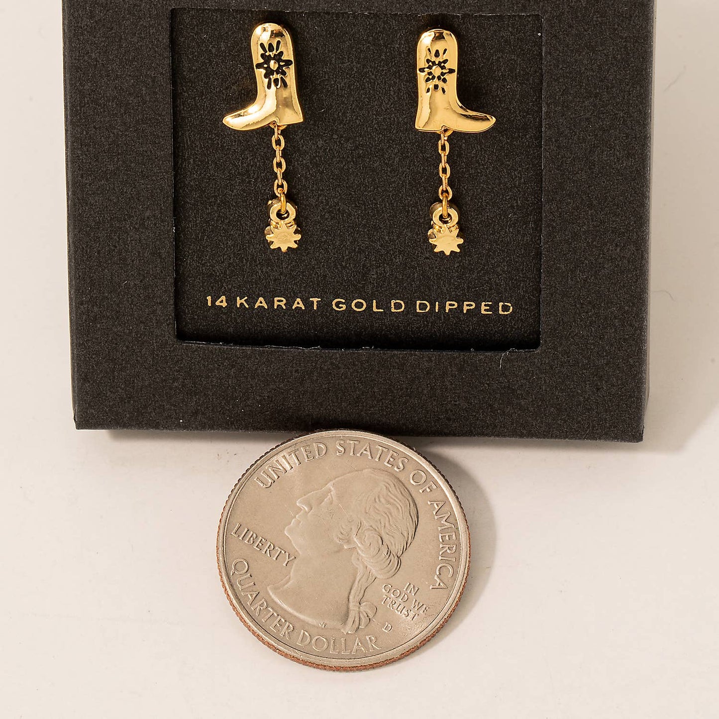 Secret Box Western Cowboy Boot And Charm Dangle Earrings