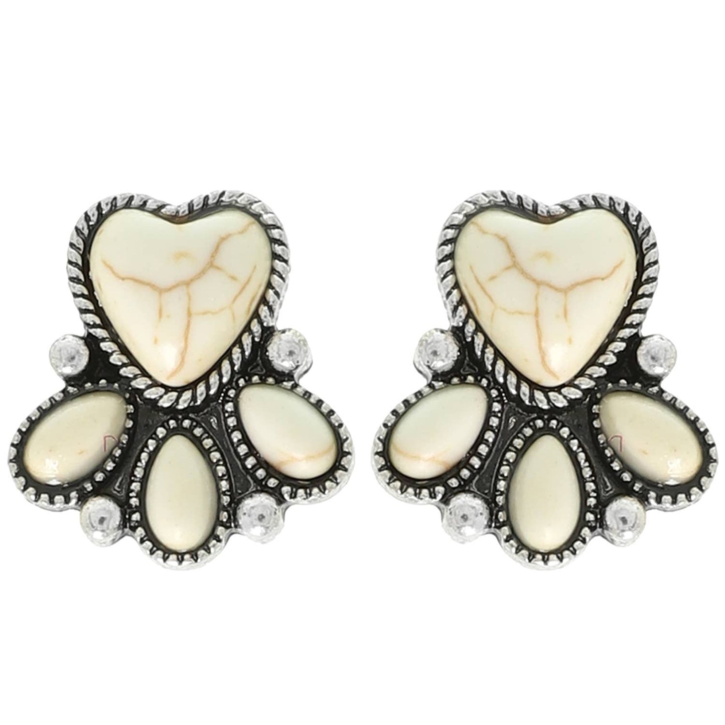Western Semi Precious Stone Heart Earrings