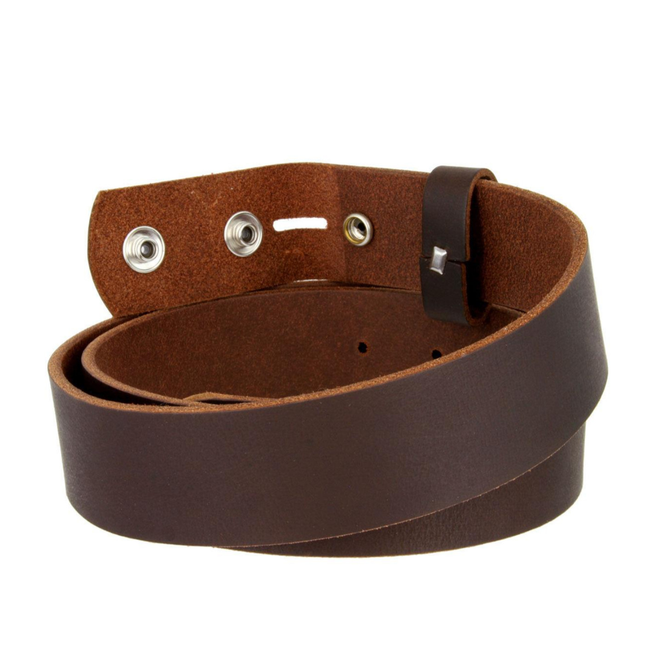 Genuine Full Grain Leather Casual Belt Strap w/Snaps 1-1/2"