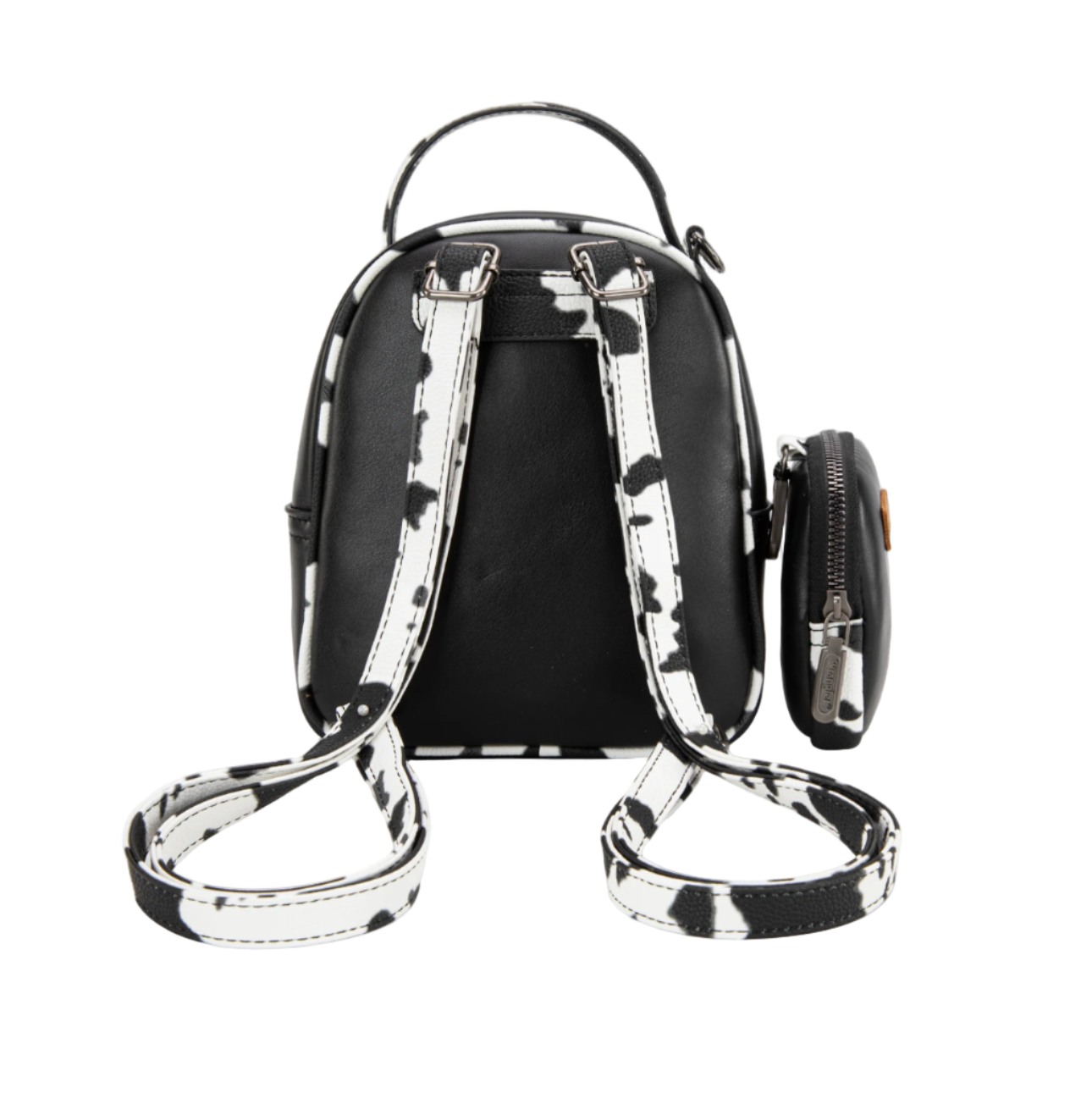 Wrangler Cow Print Trimmed Mini Backpack With Coin Pouch - Black