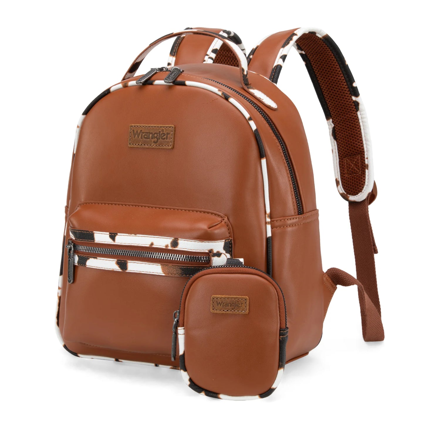 Wrangler Cow Print Trimmed Lrg Backpack With Coin Pouch