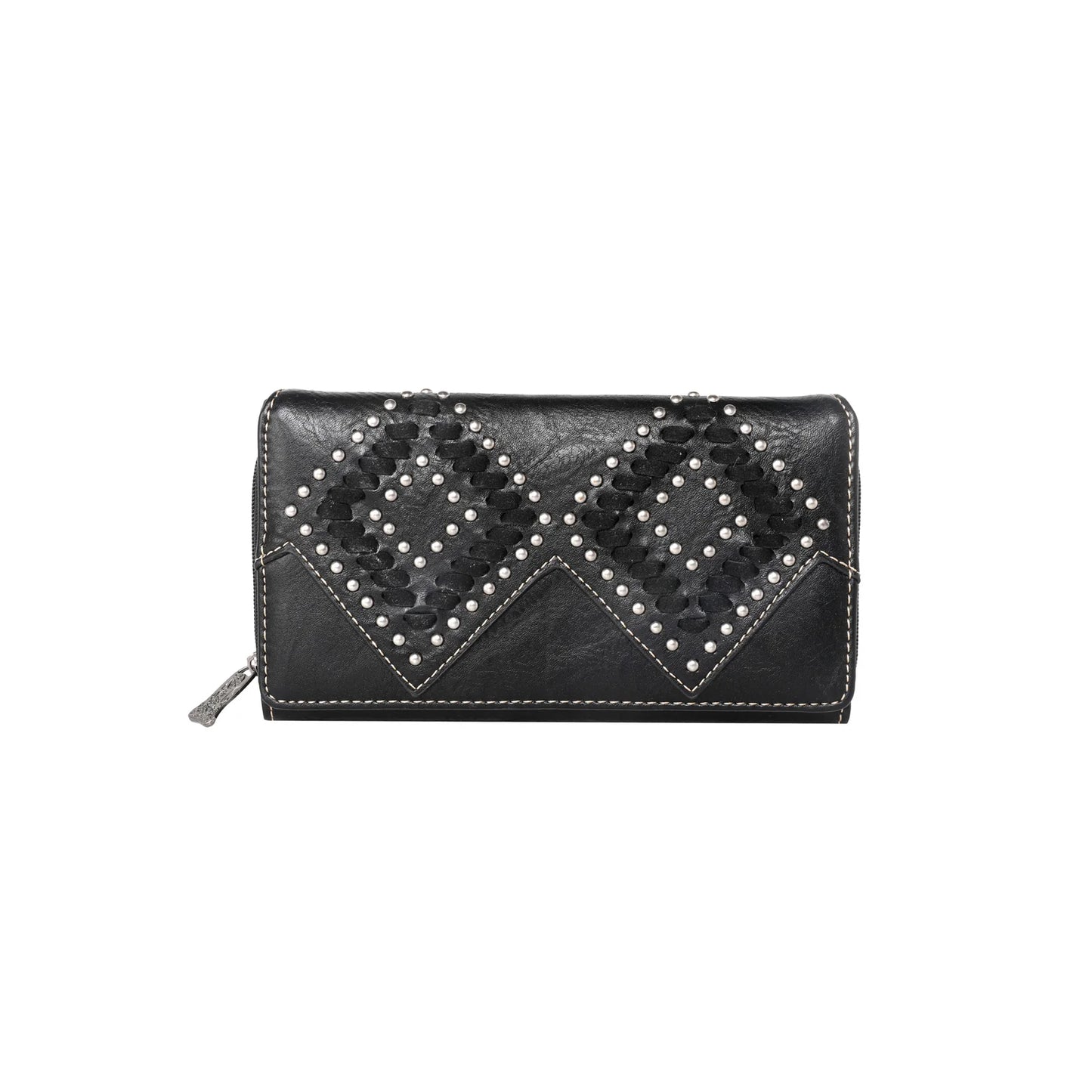 Trinity Ranch Leather Stitch Collection Wallet Black