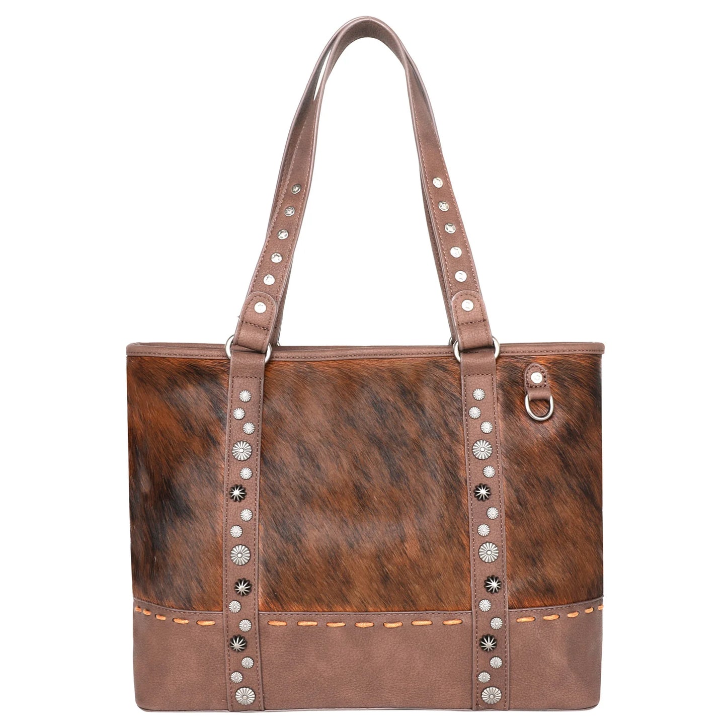 Trinity Ranch Hair-On Cowhide Collection Concealed Carry Tote Brown