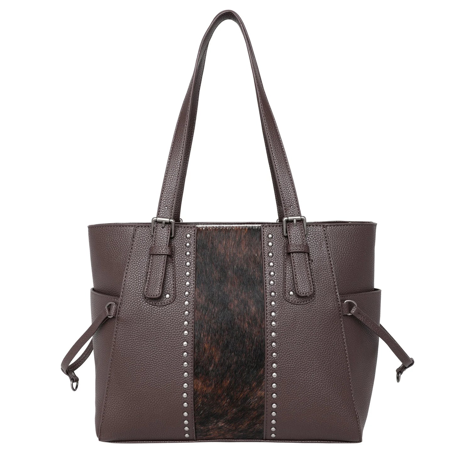 Trinity Ranch Hair-On Leather Studs Collection Concealed Carry Tote Coffee
