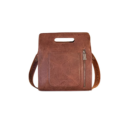Trinity Ranch Floral Tooled Concealed Carry Crossbody Bag Brown