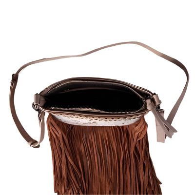 Trinity Ranch Hair-On Cowhide Fringe Crossbody Bag Coffee