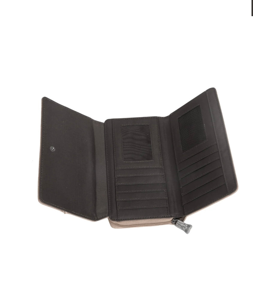 Trinity Ranch Leather Stitch Collection Wallet Khaki