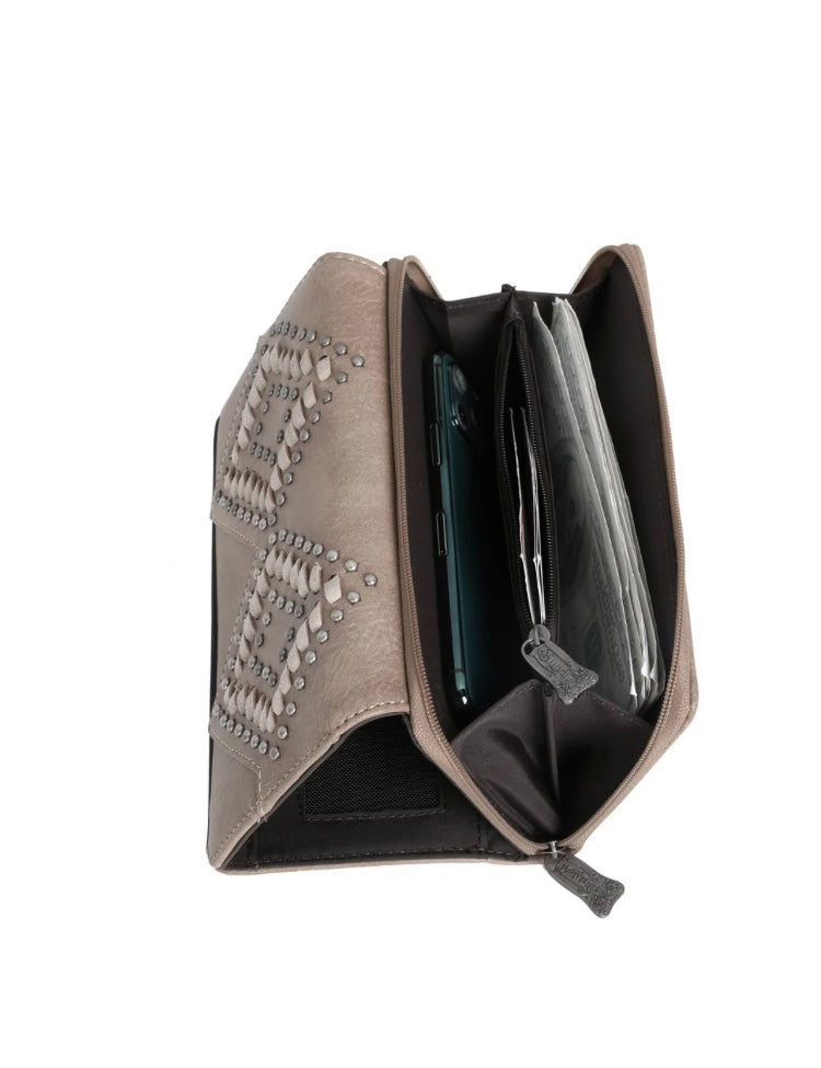 Trinity Ranch Leather Stitch Collection Wallet Khaki