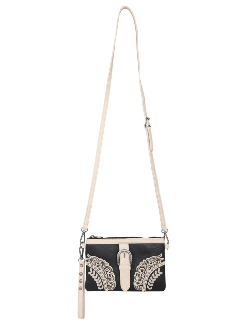 Montana West Cut-Out /Buckle Collection Clutch/Crossbody Black