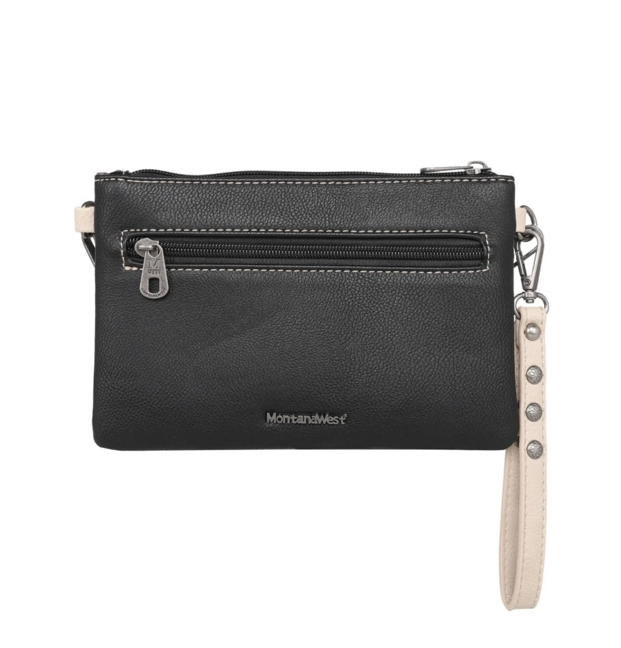 Montana West Cut-Out /Buckle Collection Clutch/Crossbody Black