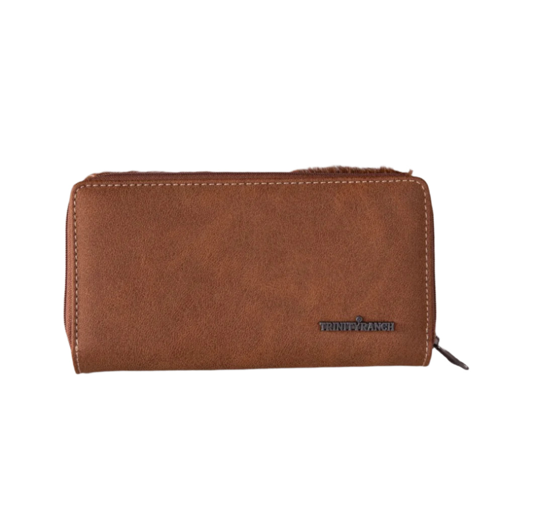 Trinity Ranch Hair-On Cowhide Wallet Brown