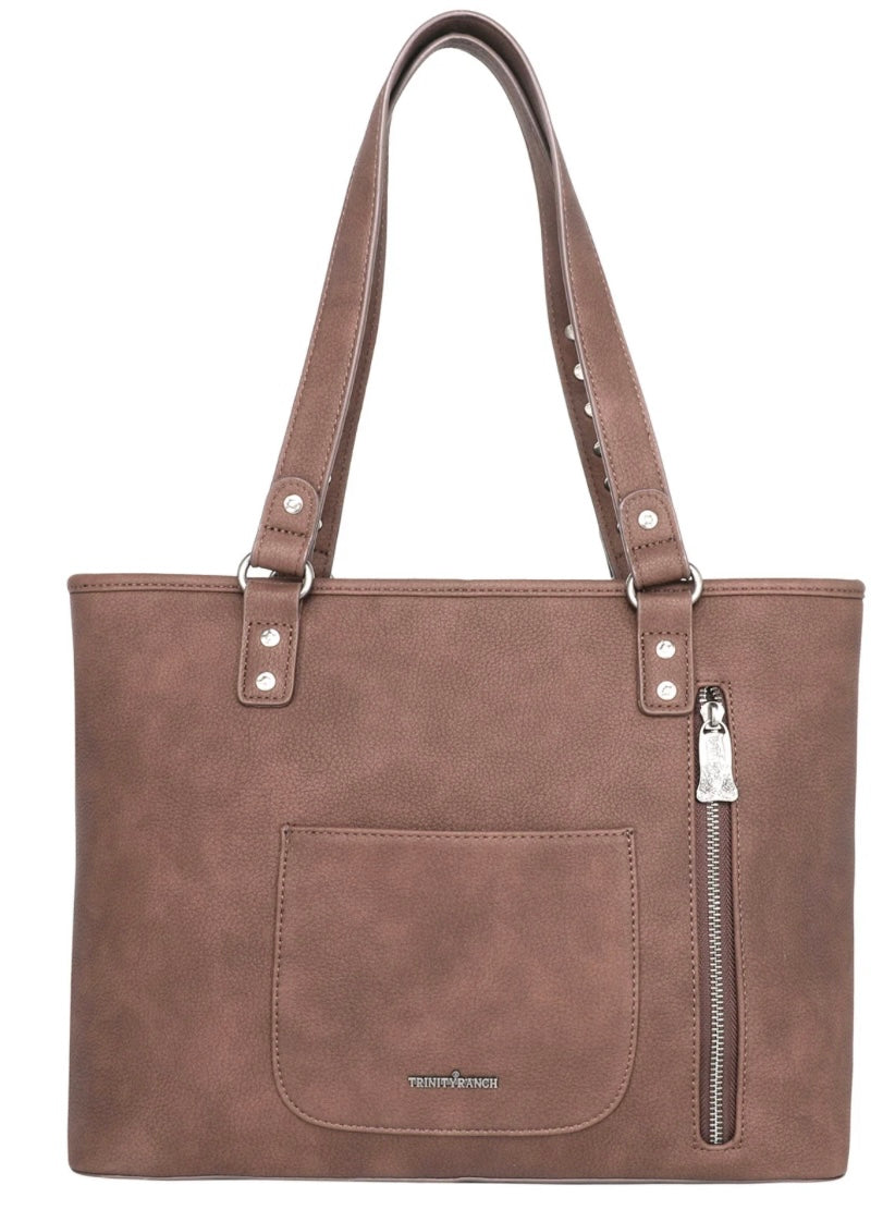 Trinity Ranch Hair-On Cowhide Collection Concealed Carry Tote Brown
