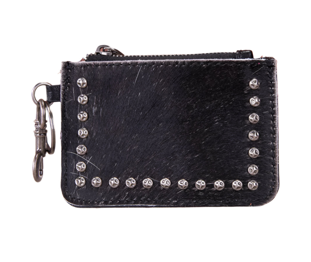 Trinity Ranch Genuine Hair-On Cowhide /Tooled Collection Phone Purse with Coin Pouch Black