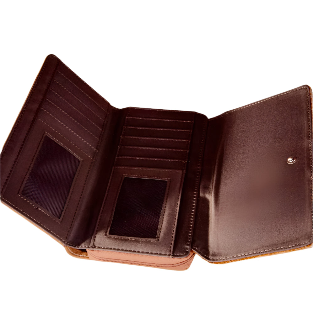 Trinity Ranch Hair-On Cowhide Wallet Brown