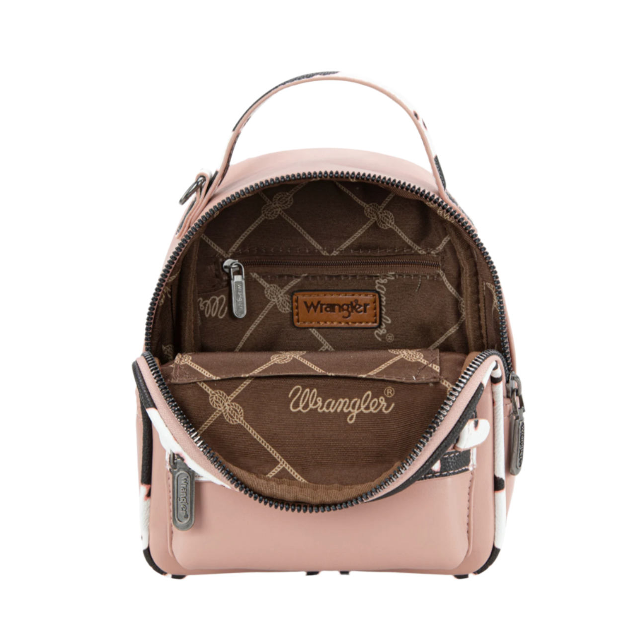 Wrangler Cow Print Trimmed Mini Backpack With Coin Pouch - Pink