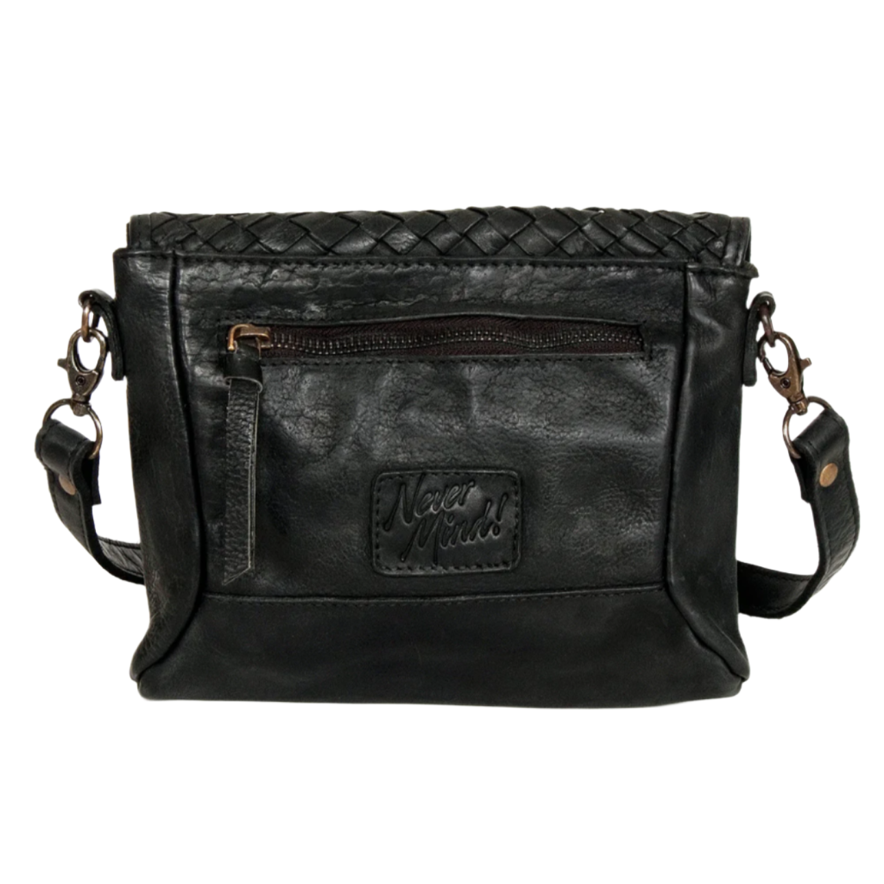 Never Mind Black Crossbody Genuine Leather Black