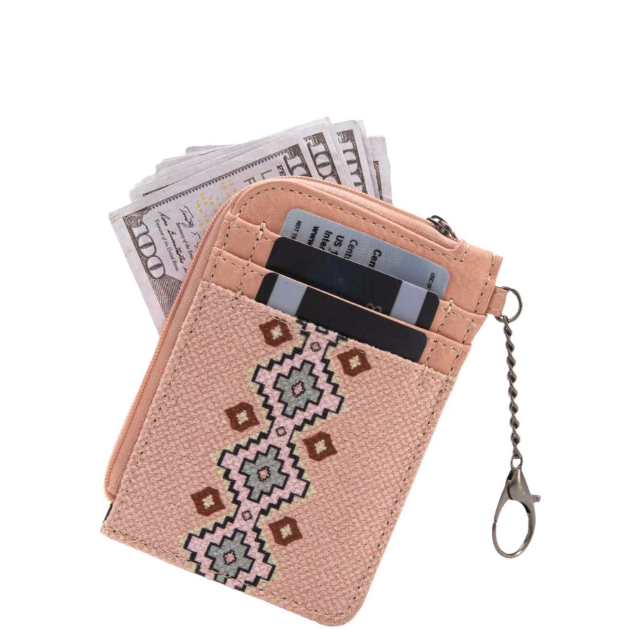 Wrangler Southwestern Art Print Mini Zip Card Case -Pink