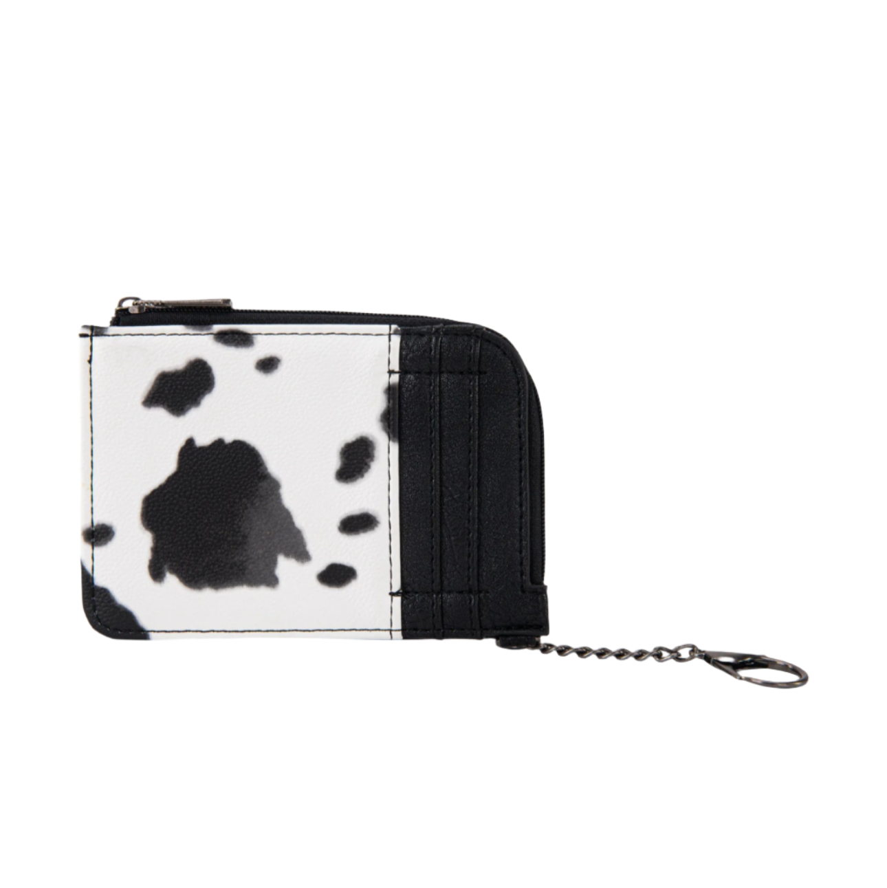 Wrangler Black/White Cow Print Mini Zip Card Case