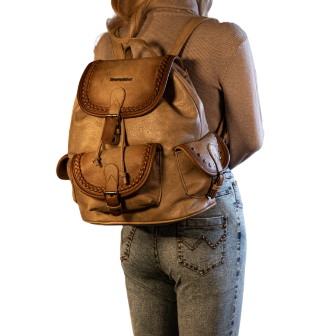 Montana West Stone Wash Backpack -Khaki