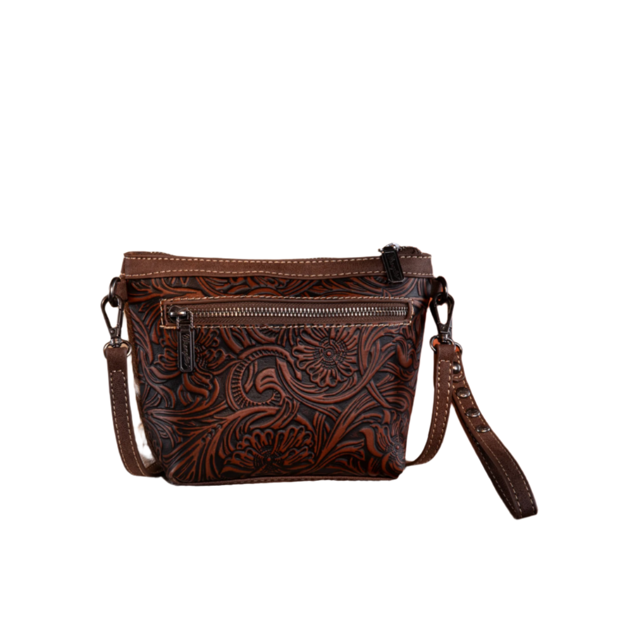Wrangler Genuine Hair-On Cowhide Crossbody - Coffee