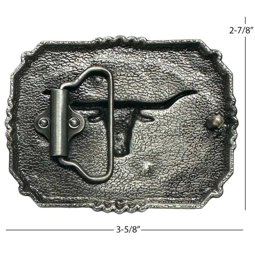 Longhorn Silver Floral Belt Buckle