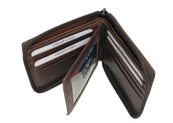 Men's Leather Wallet Zip Around