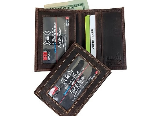 Men's Leather RFID Bifold Card Holder Wallet