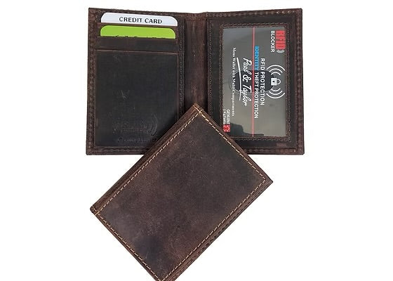 Men's Leather RFID Bifold Card Holder Wallet
