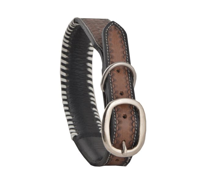 Oxy Daisy Hand-Tooled Leather Dog Collar