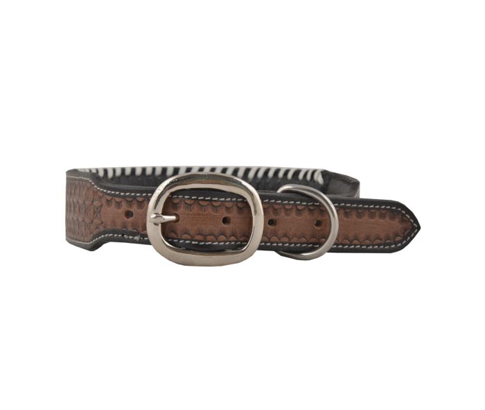 Oxy Daisy Hand-Tooled Leather Dog Collar
