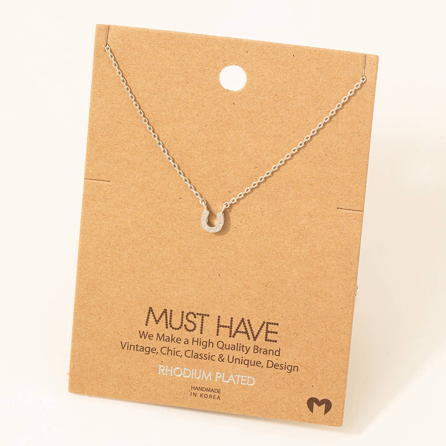 Gold Dipped Mini Horseshoe Pendant Necklace
