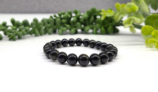 Black Obsidian Bracelet Stretchable 8mm Beads