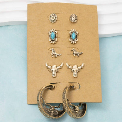 Assorted Western Five Pair Earrings Set