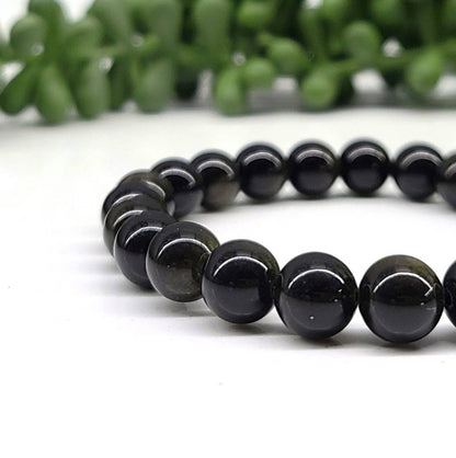 Black Obsidian Bracelet Stretchable 8mm Beads