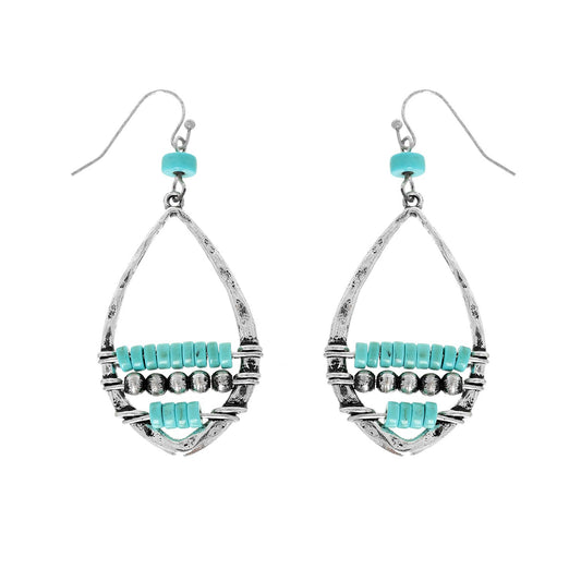 Western Navajo Turquoise Bead Teardrop Earrings