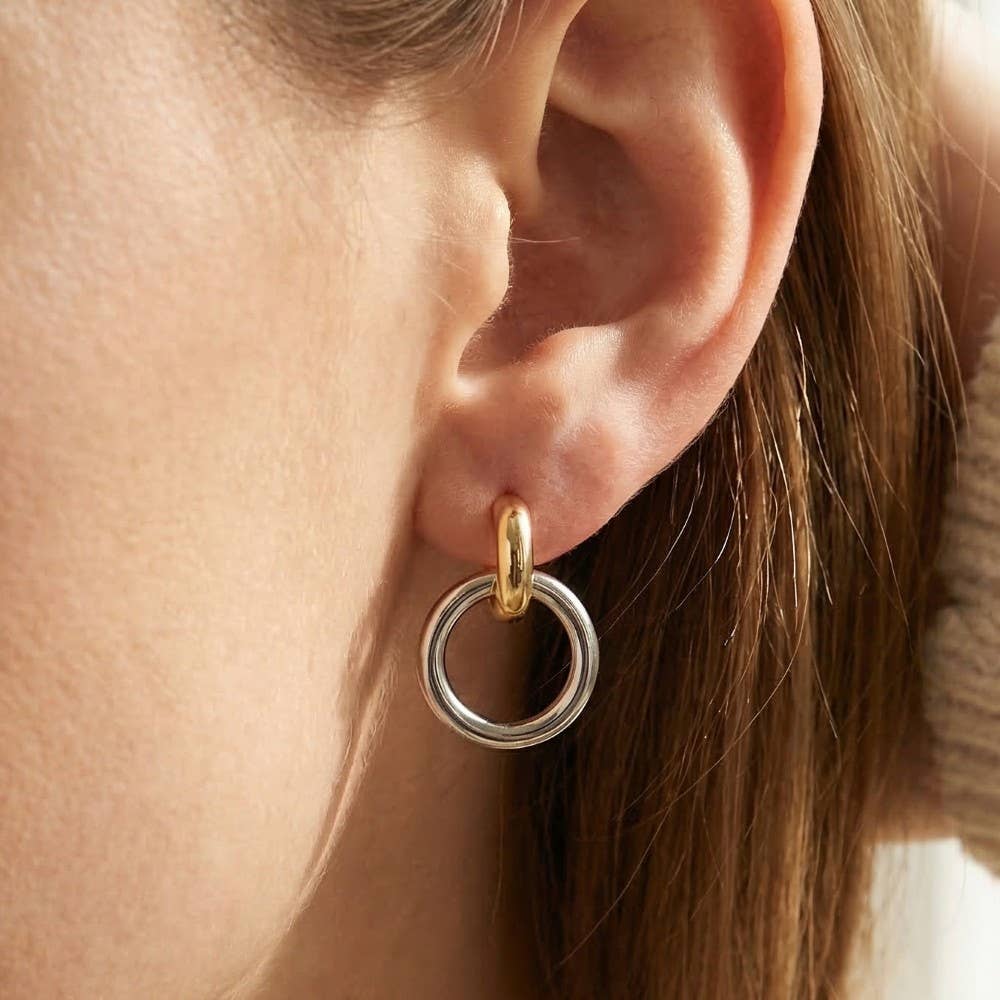 Gold Dipped Two Tone Hoop Earrings