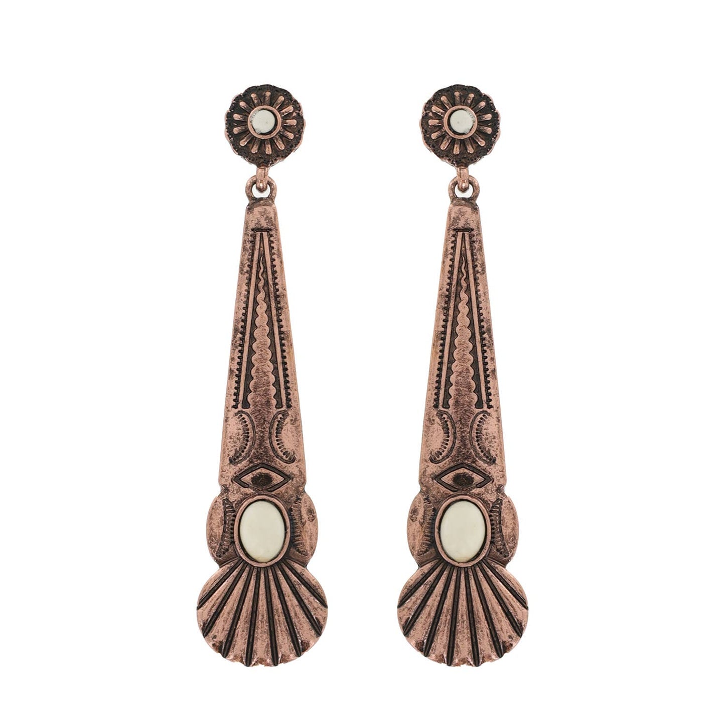 Western Turquoise Stone Long Drop Earrings