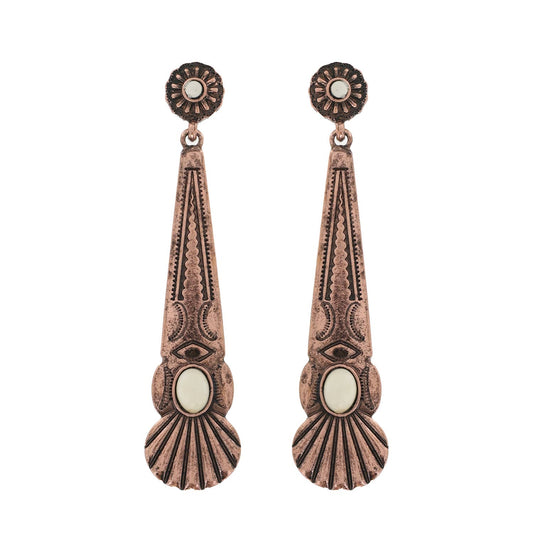 Western Turquoise Stone Long Drop Earrings