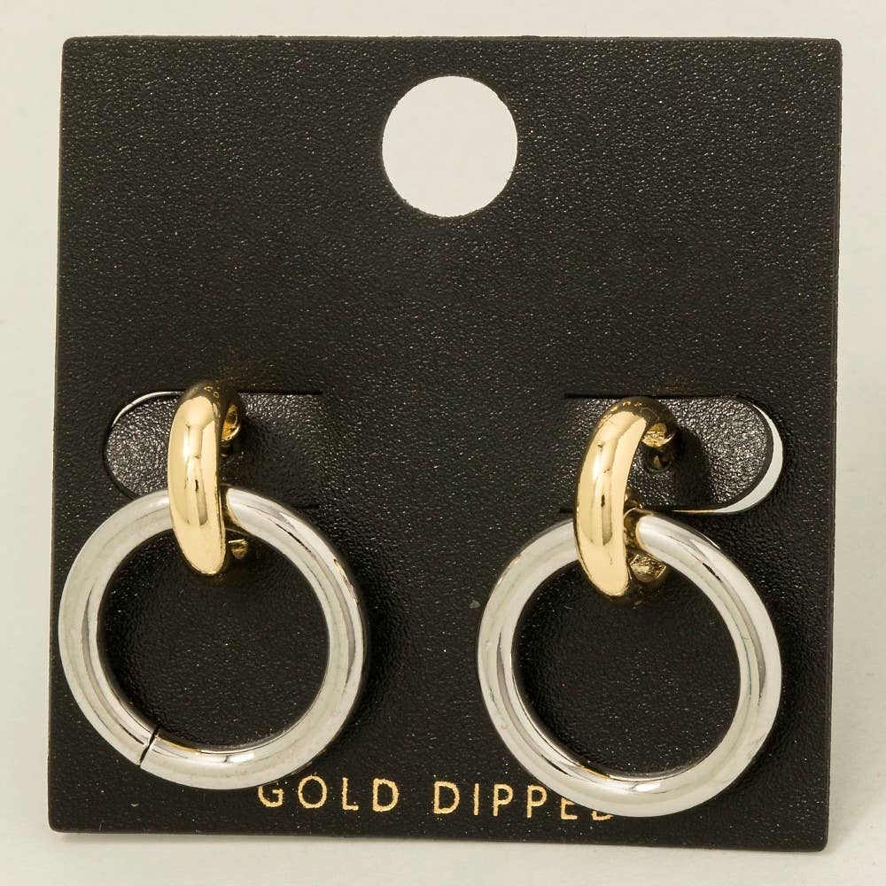 Gold Dipped Two Tone Hoop Earrings
