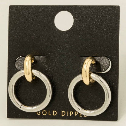 Gold Dipped Two Tone Hoop Earrings