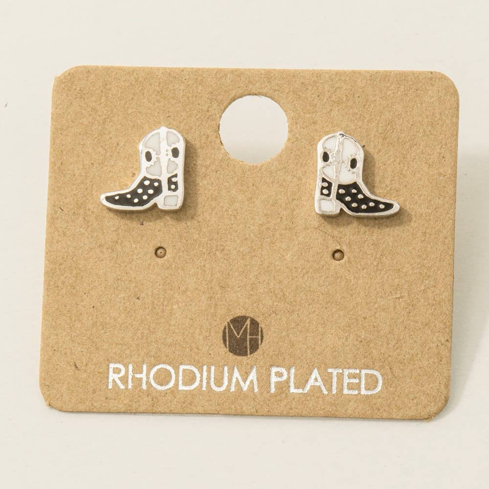 Gold Dipped Epoxy Cowboy Boots Stud Earrings