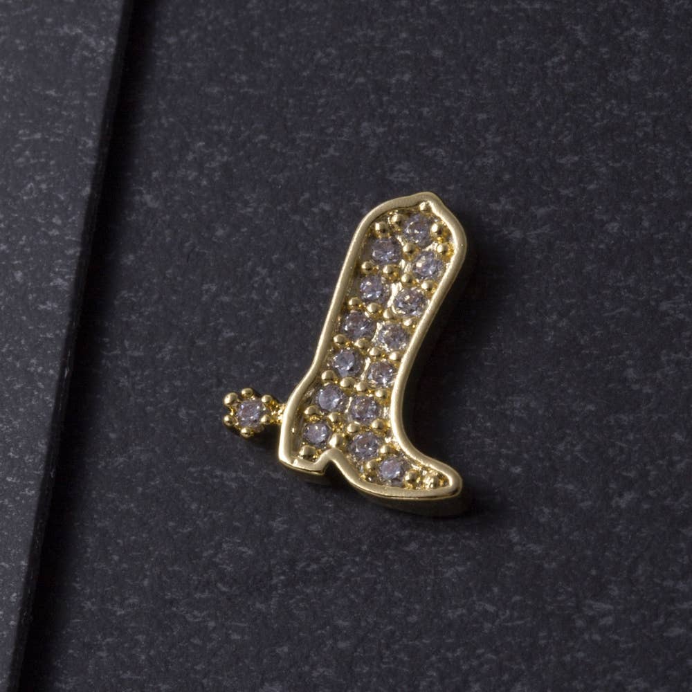 Sterling Silver Dipped Pave Cz Boot Stud Earrings