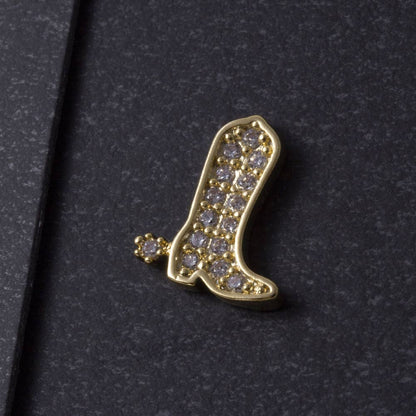 Sterling Silver Dipped Pave Cz Boot Stud Earrings