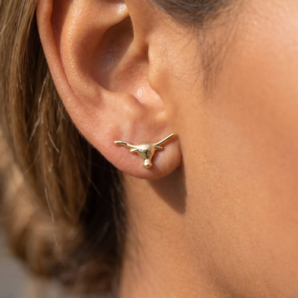 Sterling Silver Dipped Longhorn Stud Earrings
