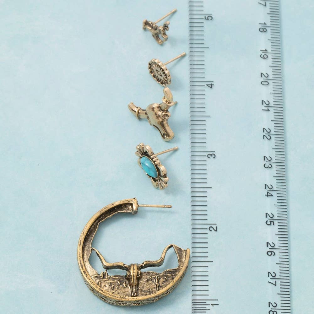 Assorted Western Five Pair Earrings Set