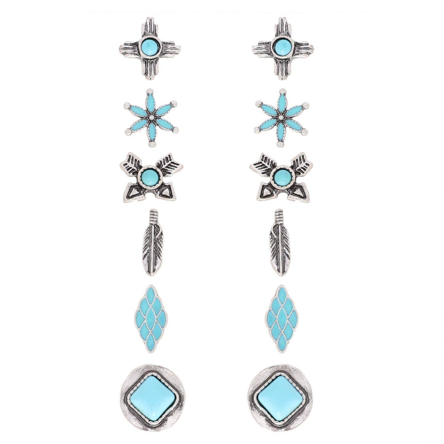 6 pair Western Earrings Set