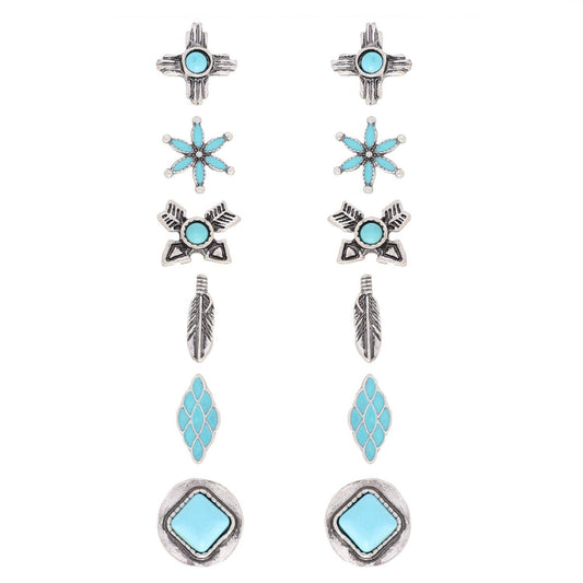 6 pair Western Earrings Set