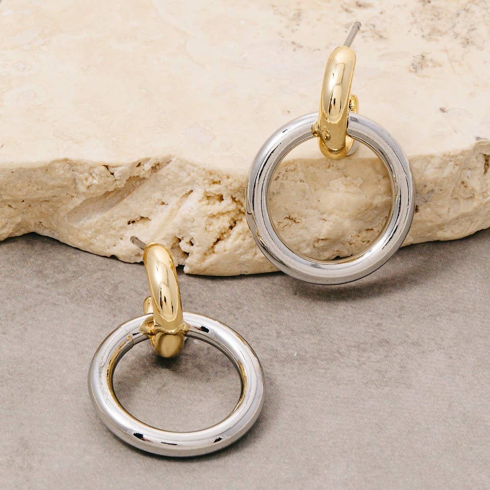 Gold Dipped Two Tone Hoop Earrings
