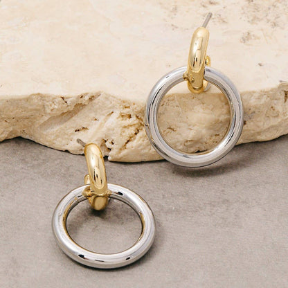 Gold Dipped Two Tone Hoop Earrings